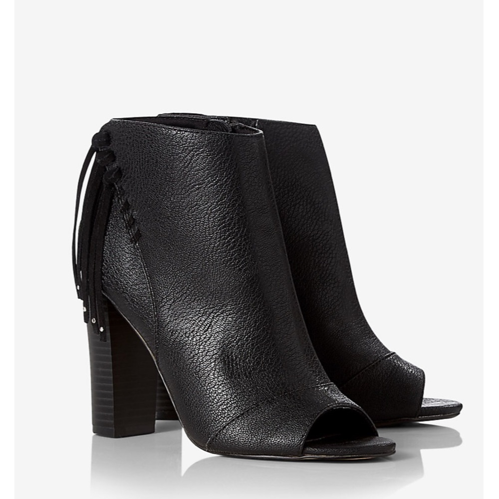 🚫SOLD MERCARI🚫Whipstitch Fringe Peep-Toe Booties